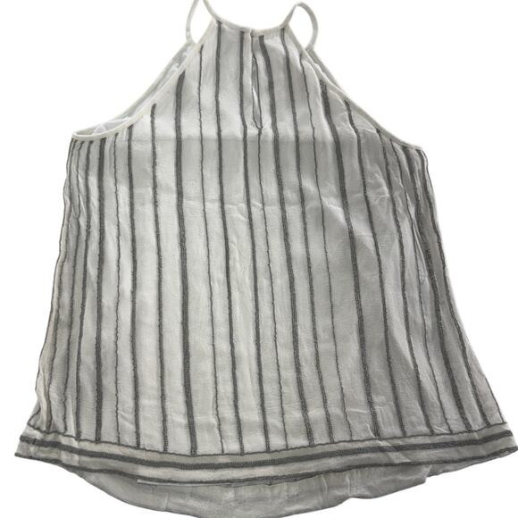 Joie Silk‎ Tank Top Womens XS White Silver Zelpha Striped Sheer Blouse Silk - Picture 5 of 10